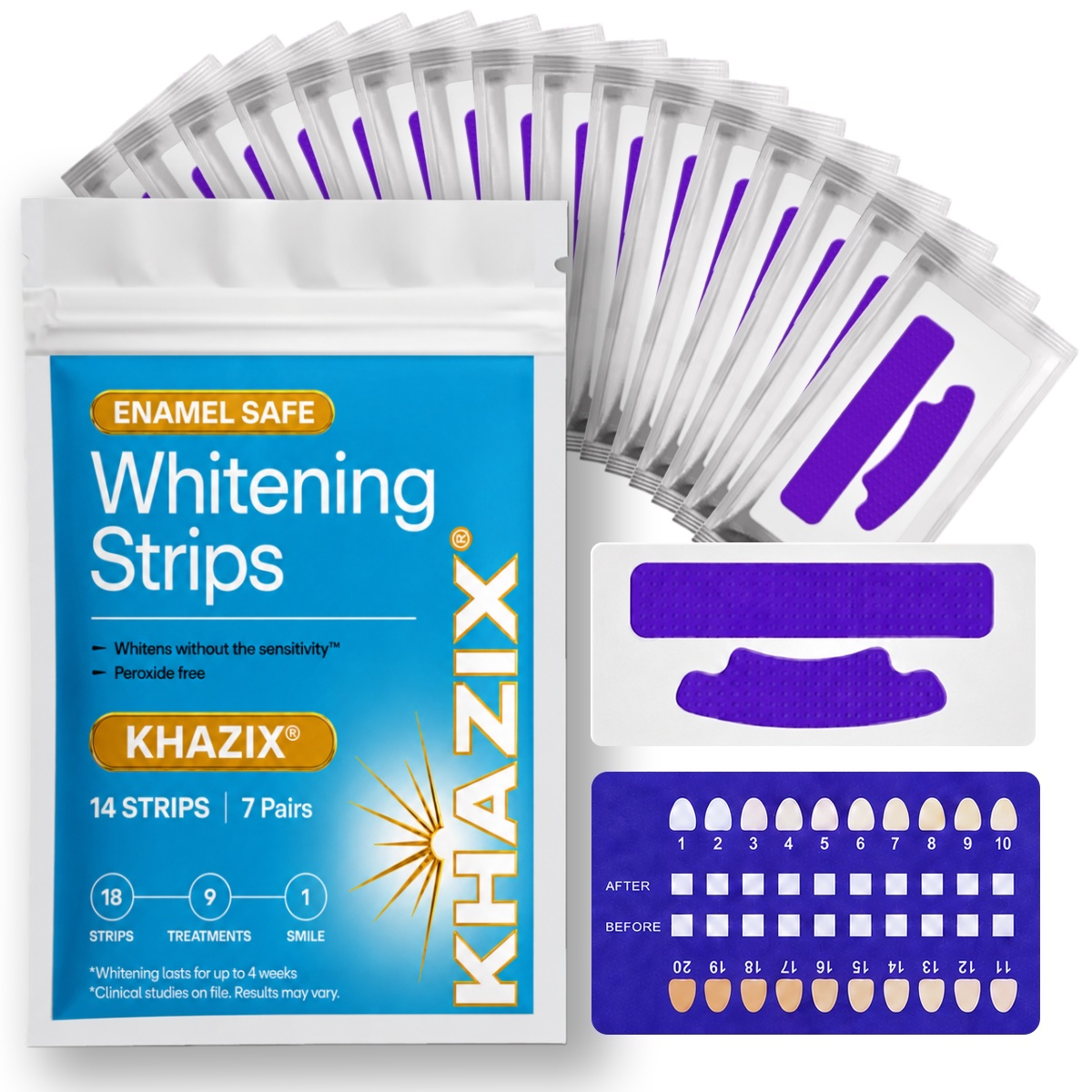 Teeth Whitening Strips Permanent - 7 çift Diş Beyazlatma Şeritleri, Daha