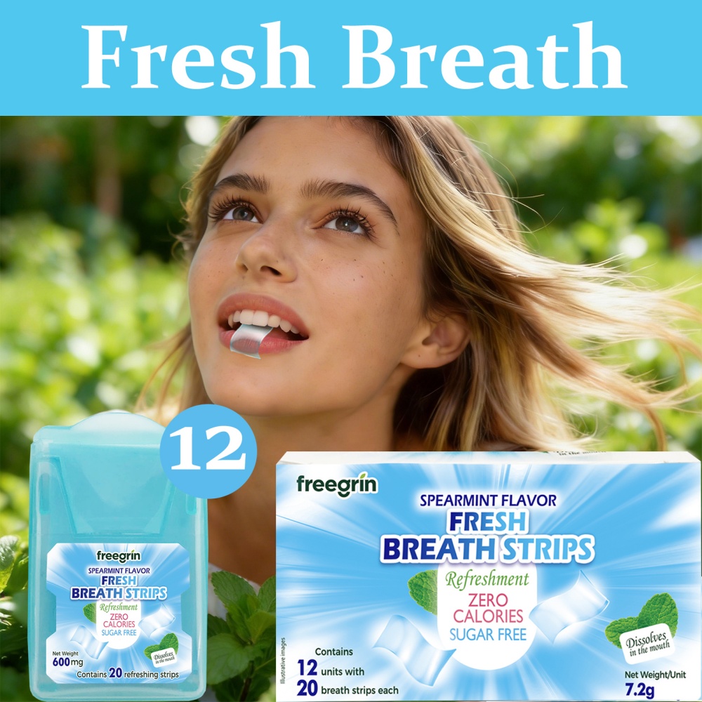 Teeth Whitening Strips Permanent - FREEGRIN Nane Aromalı Ferahlatıcı Nefes Şeritleri