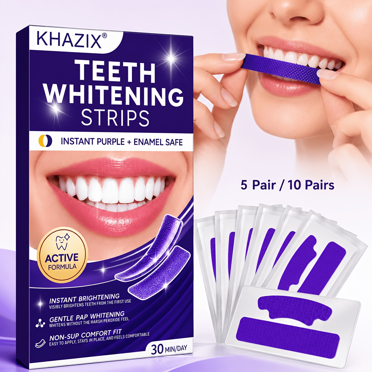 5/10 çift Mor Diş Beyazlatma Ş - Teeth Whitening Strips Permanent incelemesi ve fiyatı